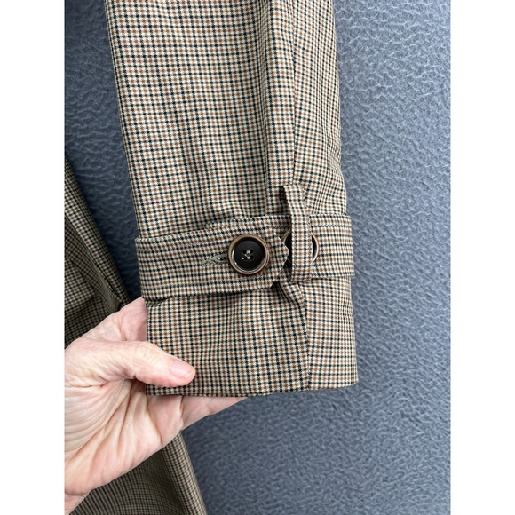 TeenFlo Jacket Womens Sz 8 Plaid Double Breasted Trench Coat Belted Tan - Picture 9 of 13